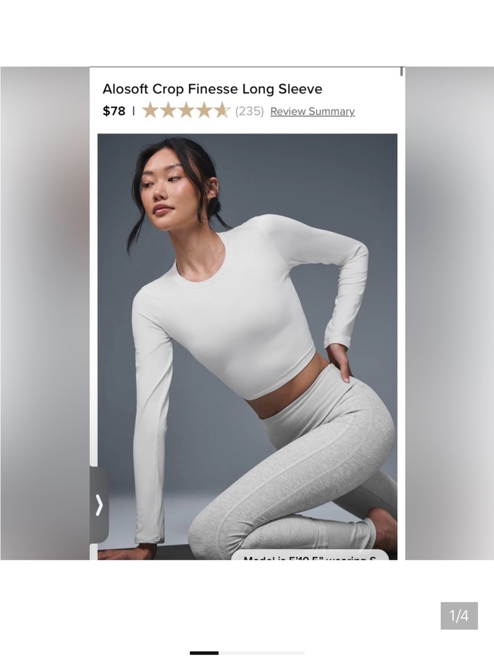 ALO Yoga Alosoft Crop Finesse Long Sleeve Top - White